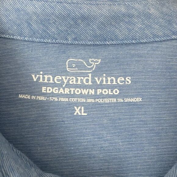 Vineyard Vines Mens Size XL Edgartown Polo Shirt Short Sleeve Heather Blue - Picture 8 of 9